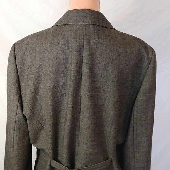 VTG 90s Tahari Levine Brown Grey Wool Blend Single Breast Blazer Plussize 18 - Picture 9 of 14